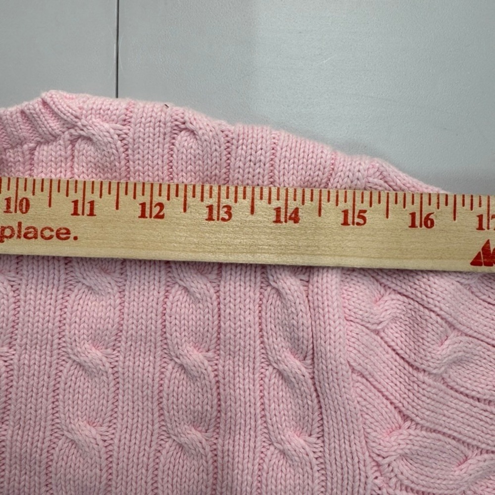 Ralph Lauren Sport Pink Cable Knit Cotton Slim Fit Crewneck Sweater Womens - Picture 6 of 8